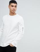 River Island Sweatshirt With Zip Detail In Ivory - Cream