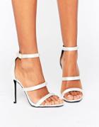 Missguided Multi Strap Satin Heeled Sandals - White