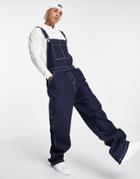 Asos Actual Baggy Denim Overalls In Indigo-blues
