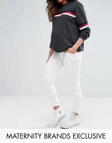 Gebe Maternity Over The Bump Super Soft Skinny Jean - White