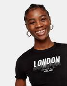 Topshop Lettuce Hem T-shirt In Black-brown