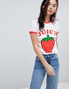 Asos Slim Fit T-shirt With Juicy Print - White