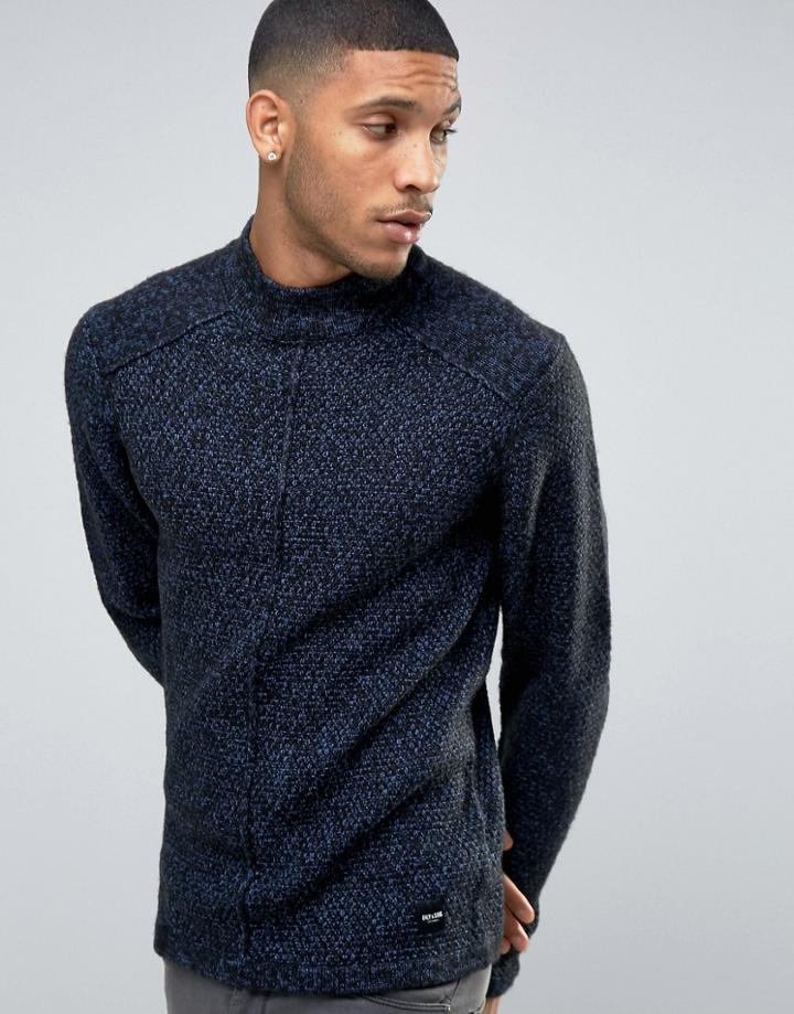 Only & Sons Sweater With High Neck In Mixed Yarn With Seam Detail - Gr