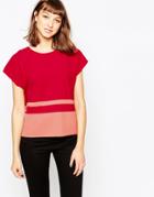 Minimum Color Block Striped Top - 470 Dark Red