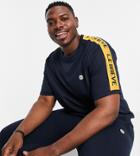 Le Breve Plus Lounge Matching T-shirt In Navy With Yellow Tape