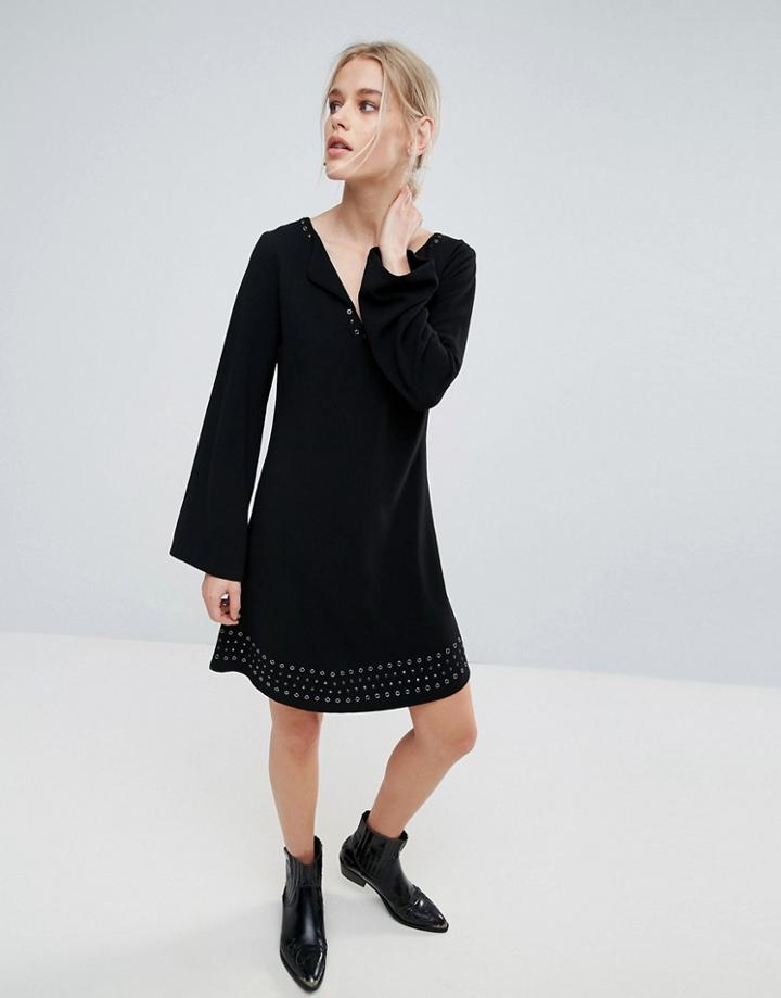Pepe Jeans Janet Flared Long Sleeve Dress - Black