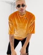 Asos Design Oversized T-shirt In Velour In Gold - Yellow