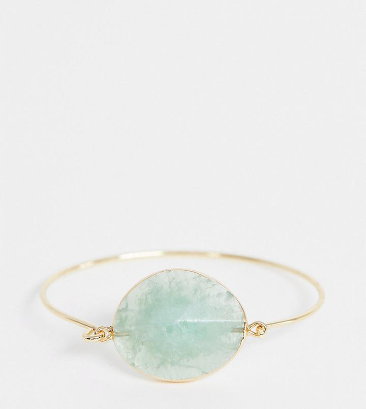 Asos Design Curve Bracelet With Semi-precious Stone Slice In Gold Tone