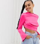 Collusion Twist Front Long Sleeve Blouse-pink
