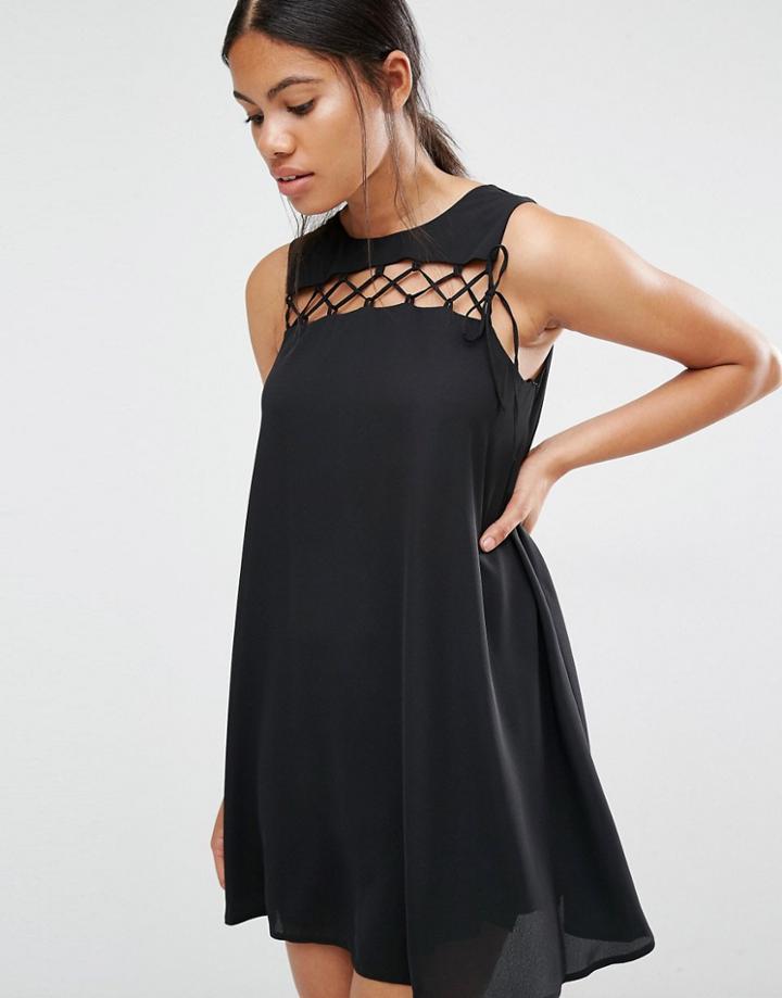 Love Tie Front Shift Dress - Black
