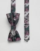 Twisted Tailor Bow Tie In Pink Floral Jacquard-black