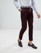 Harry Brown Burgundy Flannel Slim Fit Wool Blend Suit Pants-red