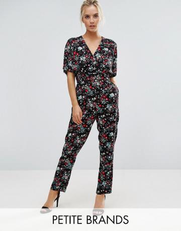 Uttam Boutique Petite Jumpsuit In Floral Print - Navy