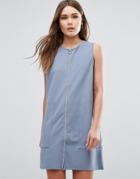 First & I Zip Up Jersey Dress - Blue