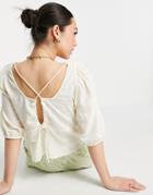 Vero Moda Top With Square Neck And Cross Back In Cream-white