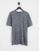 Threadbare Oversized Acid Wash T-shirt In Slate Gray