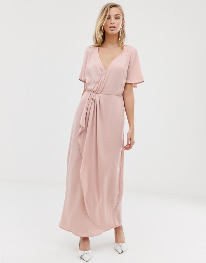 Asos Design Maxi Dress In Delicate Linear Sequin With Long Sleeves-gray