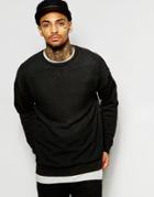 Asos Oversized Sweatshirt With Embossed Snake Print - Black