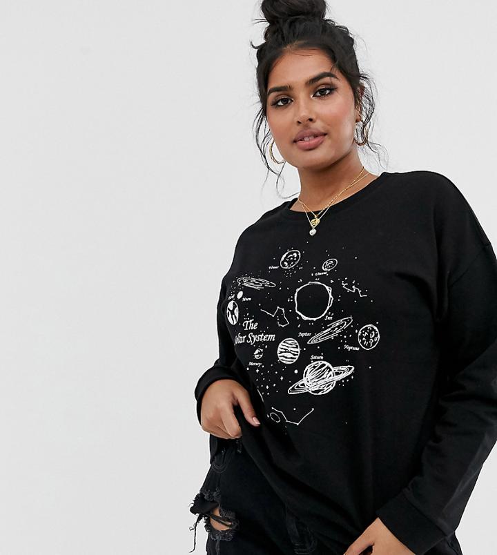 Asos Design Curve Sweatshirt With Solar System Print