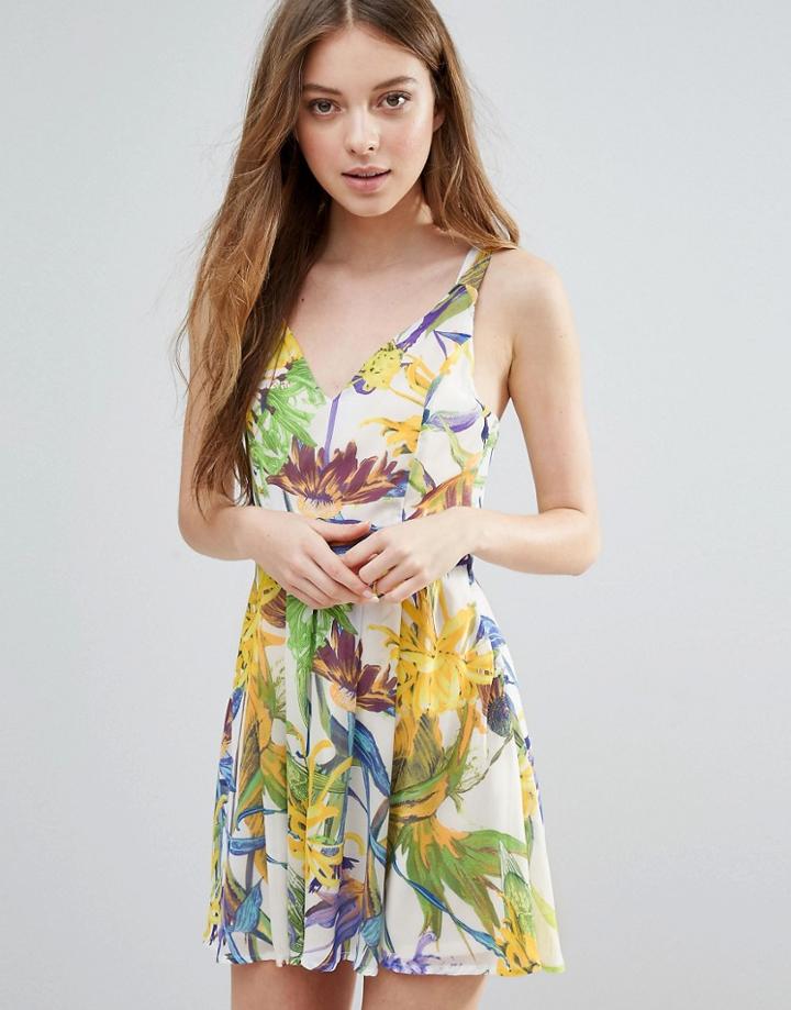 Madam Rage Tropical Skater Dress - Yellow
