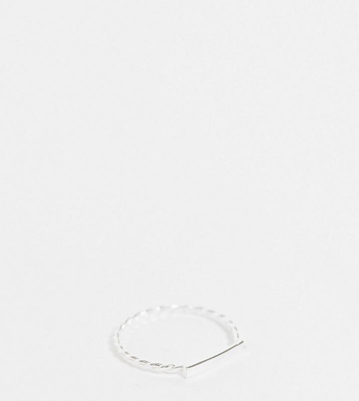 Kingsley Ryan Curve Twisted Ring With Bar In Sterling Silver