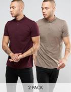 Asos 2 Pack Jersey Polo Shirt Save - Multi