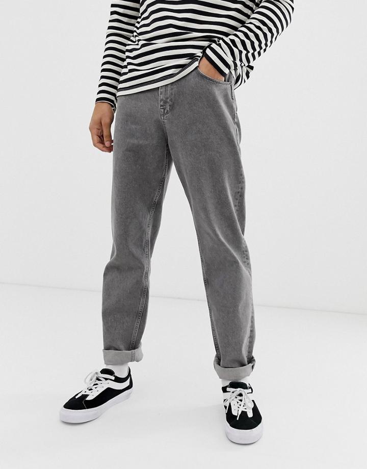 Asos Design Straight Jeans In Washed Gray