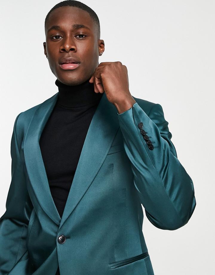 Twisted Tailor Draco Skinny Suit Jacket In Forest Green