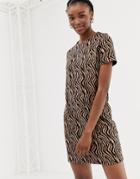 New Look Zebra Jacquard Tunic In Brown Pattern - Brown