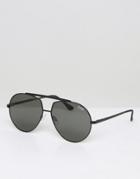 Quay Australia Aviator Sunglasses In Black With White Mirror Lens - Black