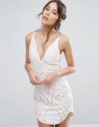 Love Triangle Lace Dress With Plunge Neck - White