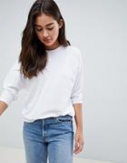 Asos Design Long Sleeve T-shirt With Batwing In White - White