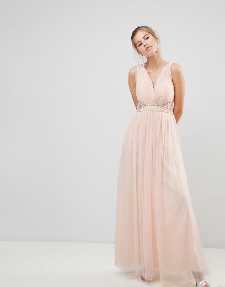 Little Mistress V-neck Maxi Dress-beige