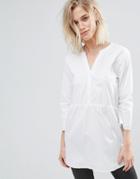 Jdy Aya 3/4 Sleeve Placket Blouse - White