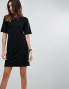 Asos T-shirt Mini Dress With Faux Leather Collar - Black