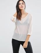Vila V Neck 3/4 Sleeve Top - Pink