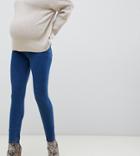 Asos Design Maternity Ridley High Waist Skinny Jeans In Flat Blue Wash - Blue