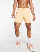 Asos Design Mid Length Swim Shorts In Orange
