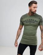 Asos Longline Muscle T-shirt With Bandana Yoke Print - Green