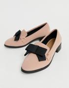 Asos Design Montie Bow Flat Shoes - Pink