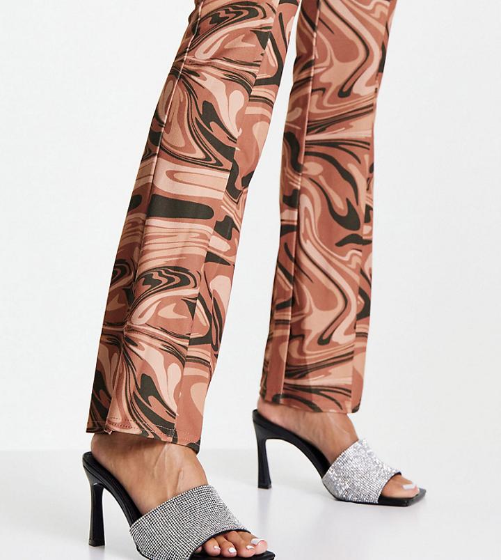 Asos Design Wide Fit Heartly Emebellished Heeled Mules In Black-white