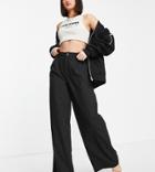 Asyou High Waisted Super Wide Leg Pant In Black