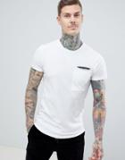 Religion Muscle Fit T-shirt With Taped Pocket In White - White