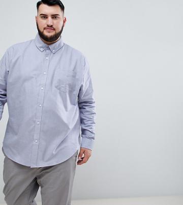Badrhino Big Long Sleeve Shirt Oxford Shirt In Blue - Blue