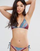 Warehouse Patchwork Pom Pom Bikini Top - Multi