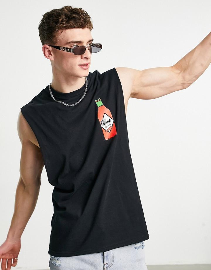 New Love Club Hot Sauce Oversized Tank Top In Black