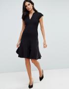 Y.a.s Cisley V Neck A Line Dress - Black