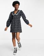 Miss Selfridge Collared Smock Dress In Blue Ditsy-blues