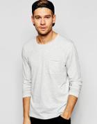 Selected Homme Long Sleeve Top With Raw Edge - Light Gray Marl