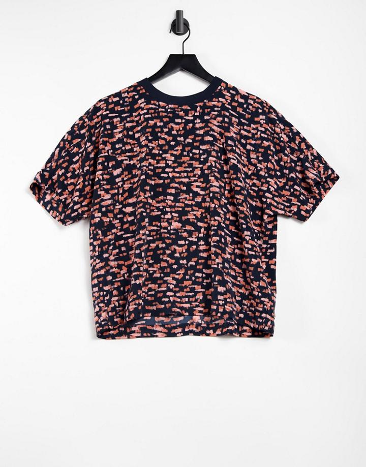 Monki Blouse In Black And Orange-blues